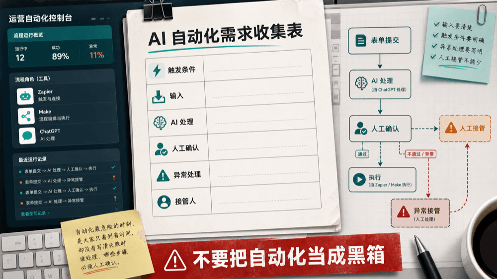 AI 自动化需求收集表宣传图
