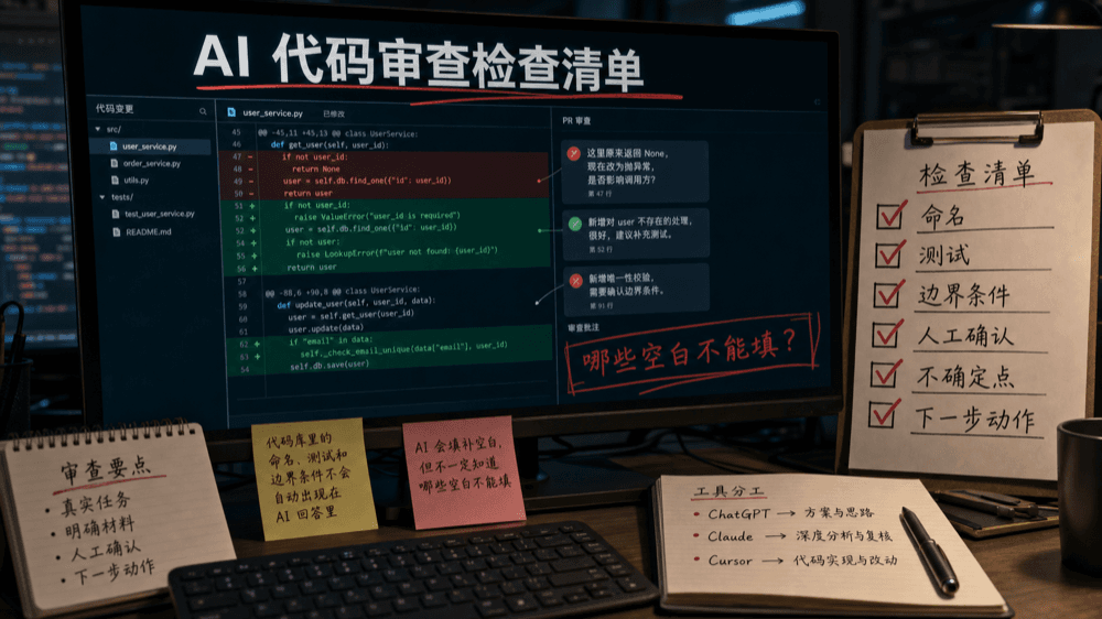 AI 代码审查检查清单宣传图