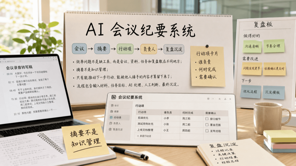AI 会议纪要系统宣传图