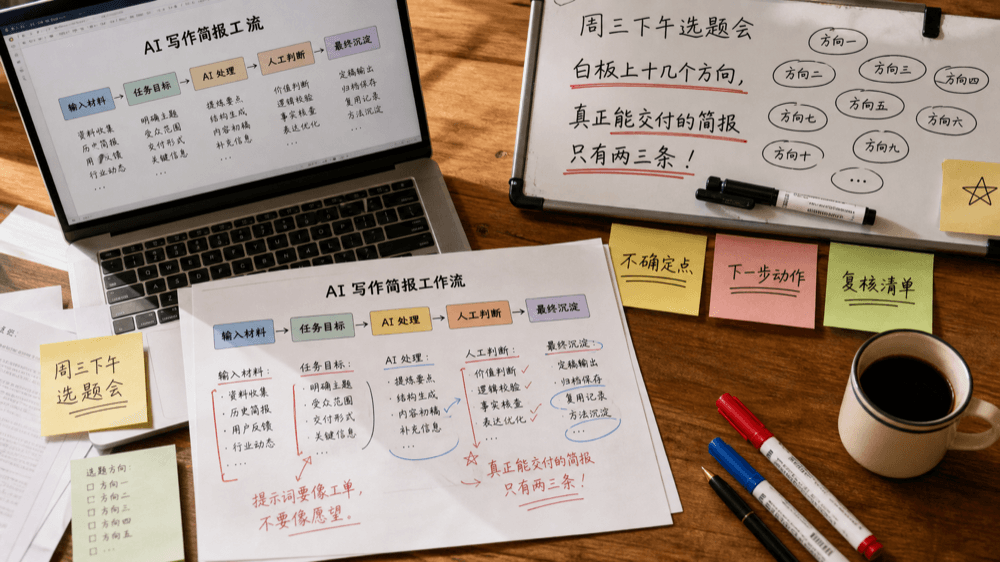 AI 写作简报工作流宣传图