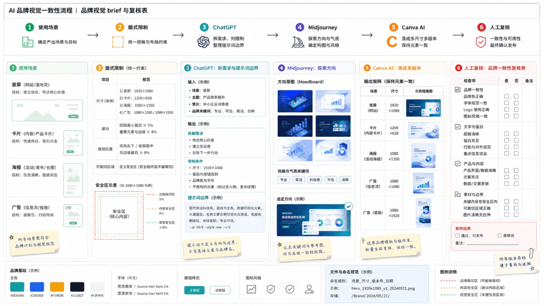 AI 品牌视觉一致性技术流程图