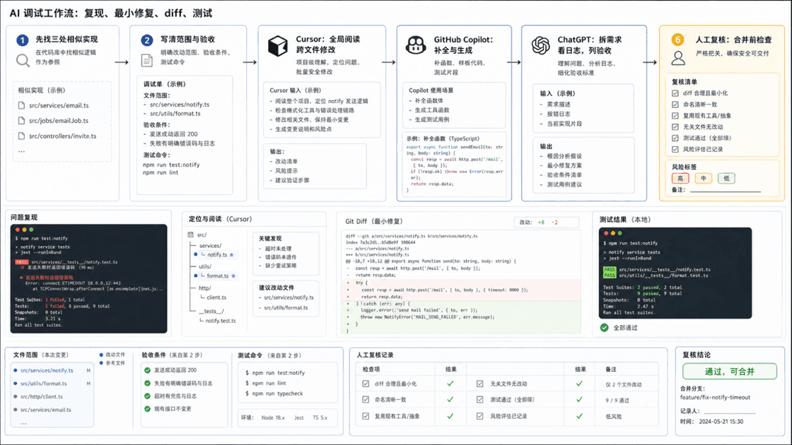 AI 调试工作流技术流程图