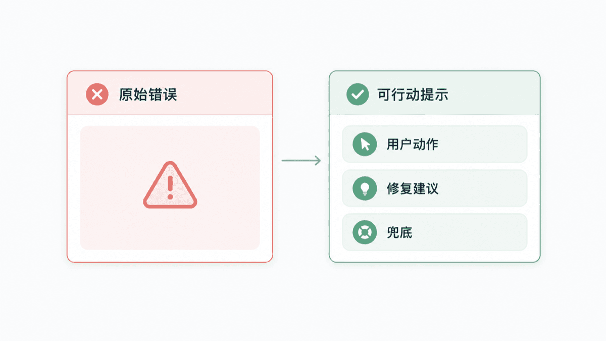AI 改进错误提示技术流程图