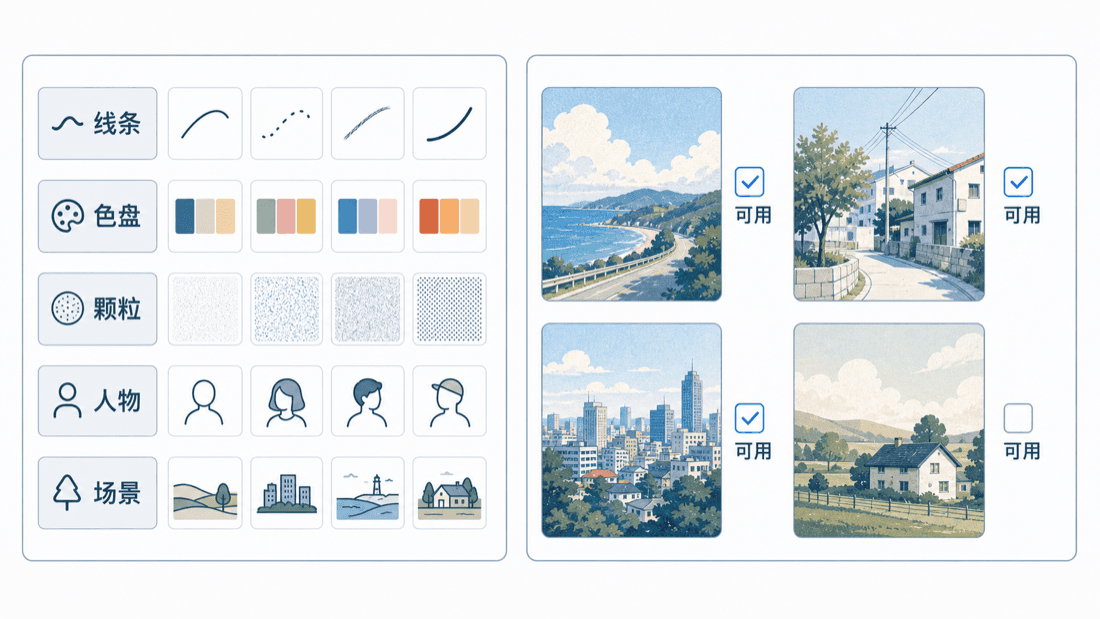 AI 插画风格系统 tokens 卡