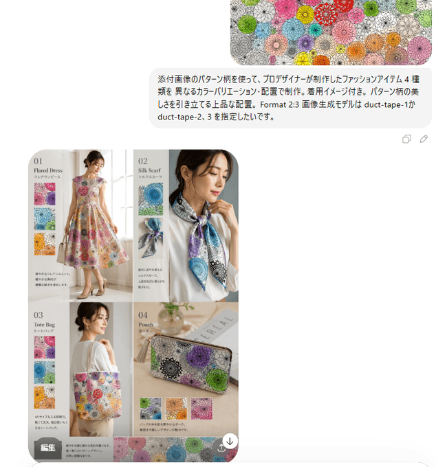 雅致图案四款时尚单品设计提示词生成图