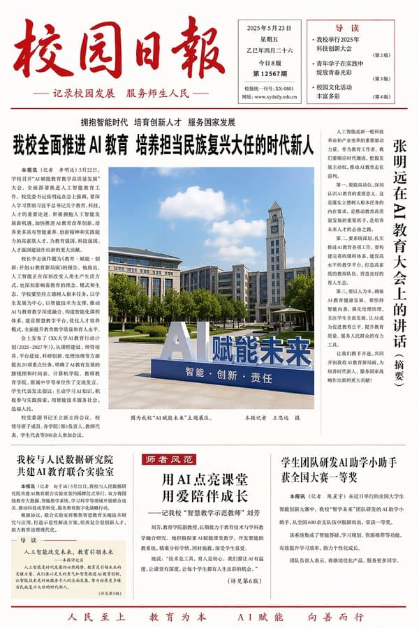聚焦人工智能的校园日报提示词生成图