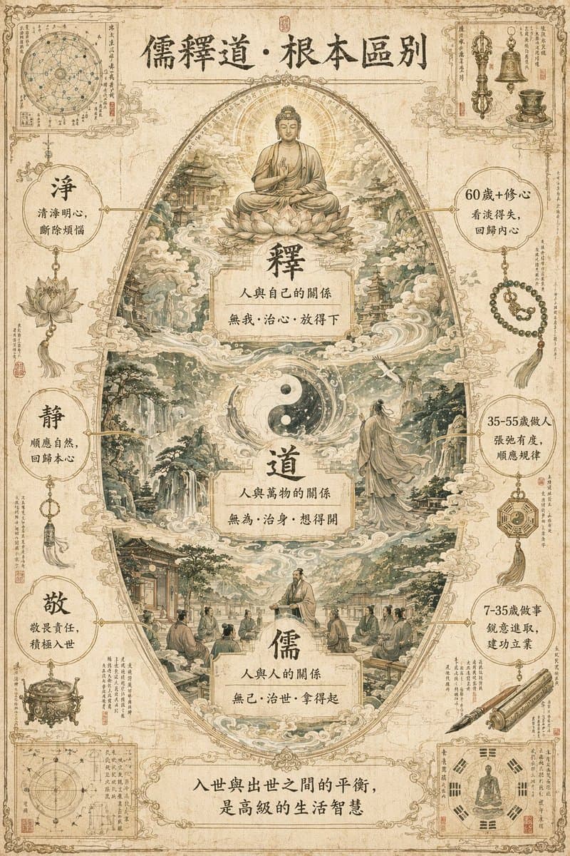 思想体系对比信息图提示词生成图