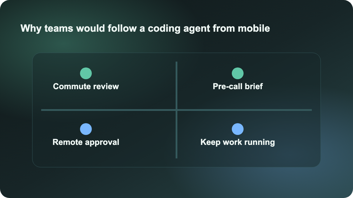 Why teams would follow a coding agent from mobile